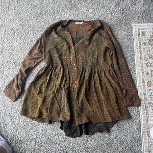 Bohemian Floral Button-Up Blouse silk